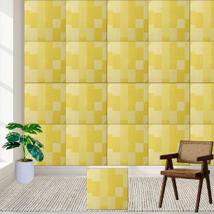 Geometric Yellow Blocks Pattern Ceramic Tile