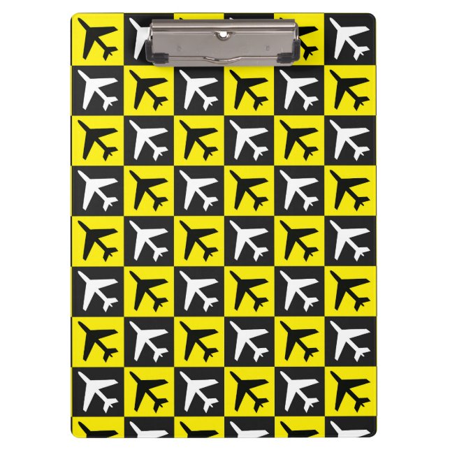 Geometric Yellow Flying Jets Aeroplane Clipboard (Front)