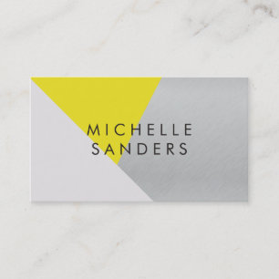 Geometric Yellow Grey Metallic Modern Colour Block Business Card
