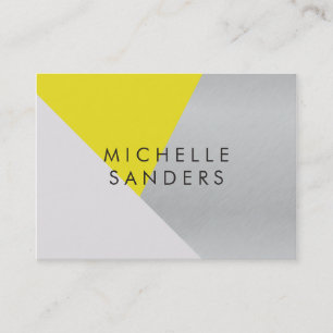 Geometric Yellow Grey Metallic Modern Colour Block Business Card