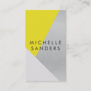 Geometric Yellow Grey Metallic Modern Colour Block Business Card