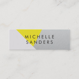 Geometric Yellow Grey Metallic Modern Colour Block Mini Business Card
