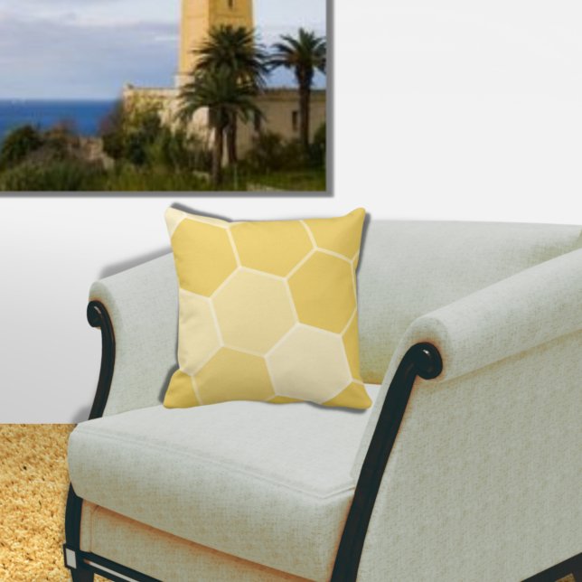 Geometric Yellow Honeycomb Pattern Cushion (Creator Uploaded)