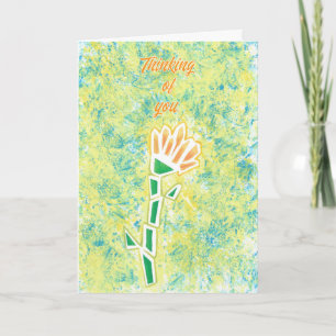 Geometric yellow orange flower Thinking of you Card