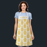 Geometric Yellow Pineapple Pattern Personalised Apron<br><div class="desc">Yellow pineapple pattern,  big print apron with optional personalisation. Chick customise to remove name and white strip if you'd prefer design only.</div>