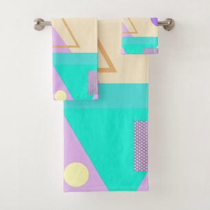Geometric yellow print bath towel set