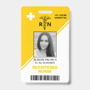 Geometric  yellow triangles Registered nurse RN ID Badge