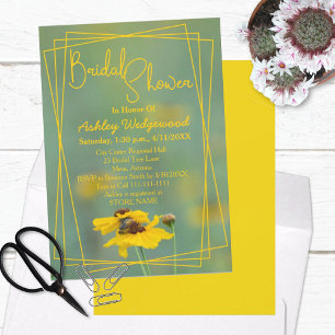 Geometric Yellow Wildflower Photograph Custom Invitation