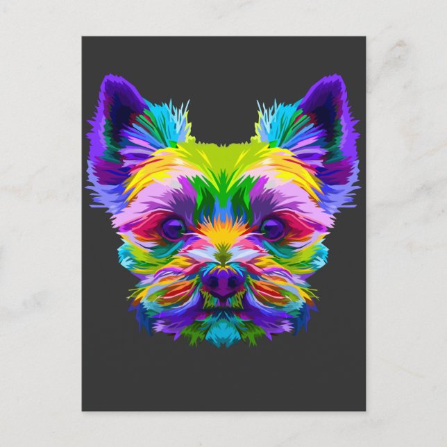 Geometric Yorkshire Terrier Yorkie Art Animal Love Postcard (Front)