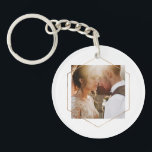 Geometric | Your Personal Photo with Gold Key Ring<br><div class="desc">This ultra modern keychain design features your favourite personal photo with a faux gold geometric frame overlay. Personalise the back with your names and a date.</div>