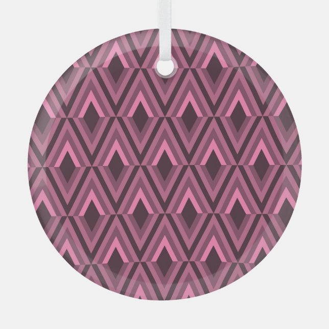 Geometric Zig Zag Ethnic Seamless Glass Tree Decoration (Front)