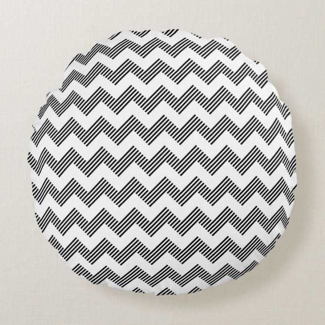 Geometric zigzag pattern 2 round cushion (Front)