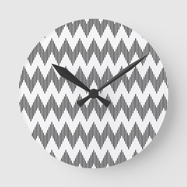 Geometric zigzag pattern round clock (Front)