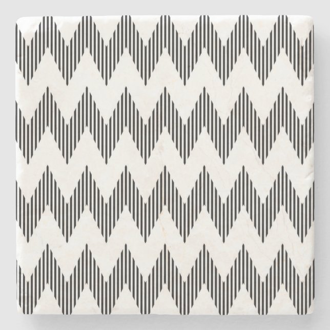 Geometric zigzag pattern stone coaster (Front)