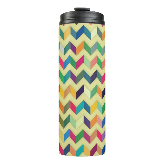 Geometric Zigzag Rainbow all-over design Thermal Tumbler (Front)