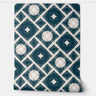 Geometrical Black And Cream Modern Tile Pattern Wallpaper