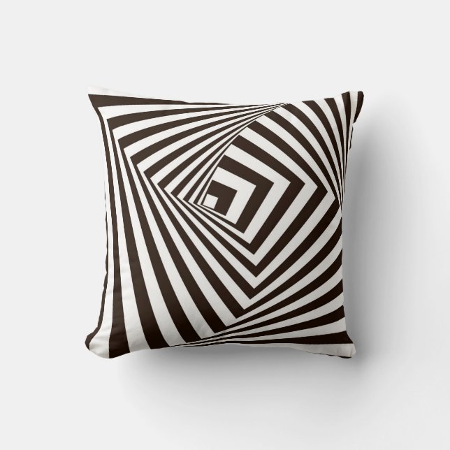 Geometrical black and white lines throw pillow (Front)