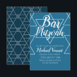 Geometrical Blue White Bar Mitzvah Invitation<br><div class="desc">Jewish Celebration Invitations- Bar Mitzvah Geometrical Invitations</div>