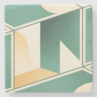 geometrical boho chic sage green minimalist stone coaster