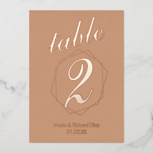 Geometrical Border Pressed  Foil Table Number