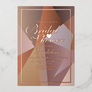 Geometrical Brown  Bridal Shower   Foil Invitation