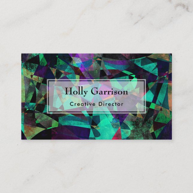 Geometrical, Colourful, Grungy Abstract Art Business Card (Front)