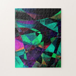 Geometrical, Colourful, Grungy Abstract Art Jigsaw Puzzle