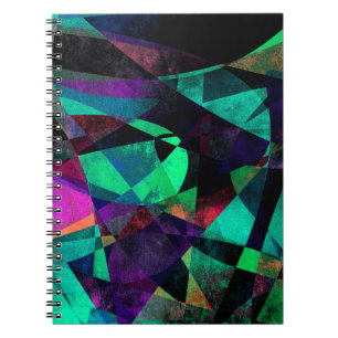 Geometrical, Colourful, Grungy Abstract Art Spiral Notebook