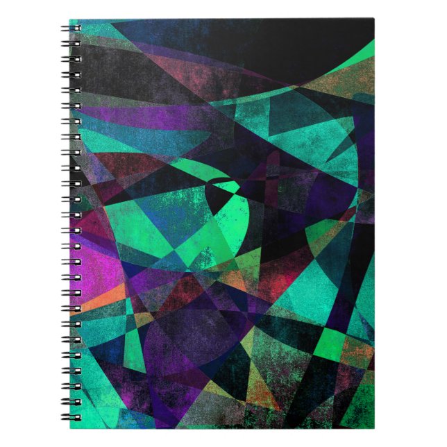 Geometrical, Colourful, Grungy Abstract Art Spiral Notebook (Front)
