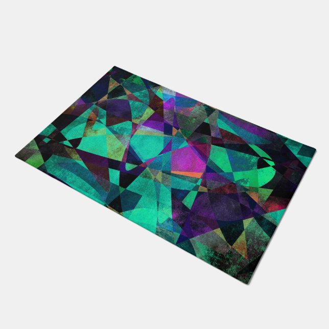 Geometrical, Colourful, Original Abstract Art Doormat (Angled)