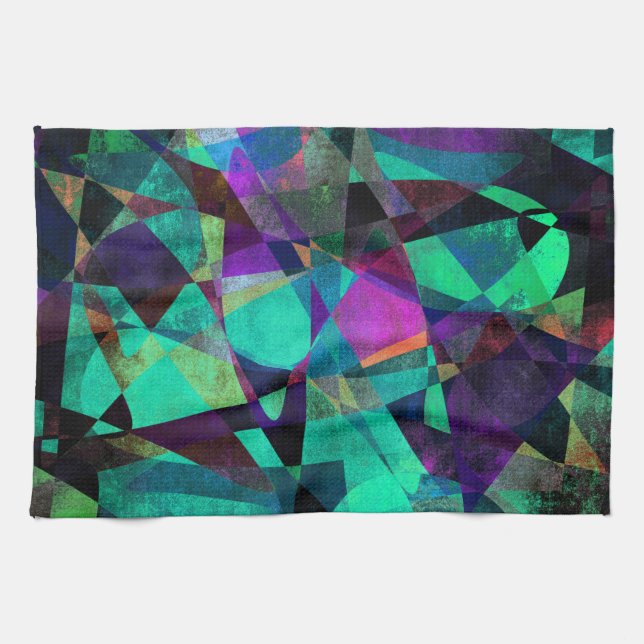 Geometrical, Colourful, Original Abstract Art Tea Towel (Horizontal)