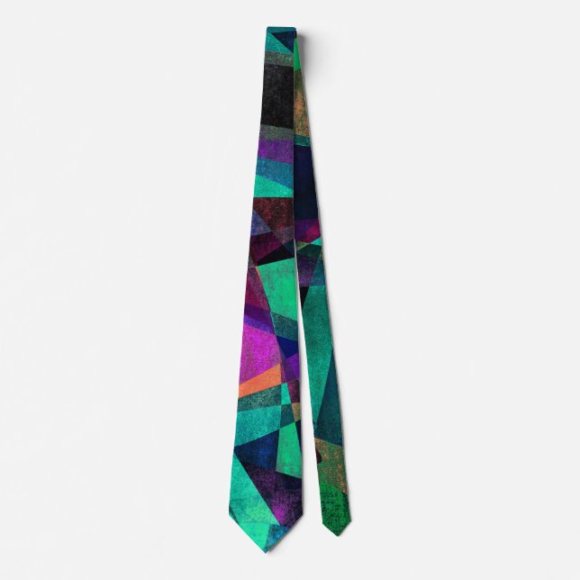 Geometrical, Colourful, Textured Abstract Art Tie (Front)