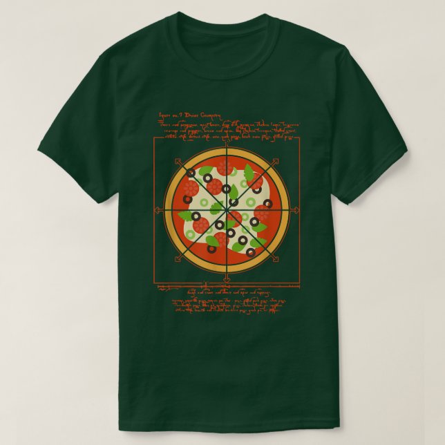 Geometrical Da Vinci Pizza Pizza Artist Pizzaholic T-Shirt (Design Front)