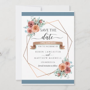 Geometrical Ethereal Floral, Wedding Save the Date Announcement