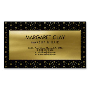 Geometrical Floral Gold on Black Magnetic Business Card