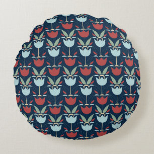 Geometrical Flower: Multi-Coloured Vintage Ornamen Round Cushion