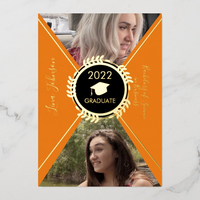 Geometrical Graduation Gold  Pressed Announcement (Front)