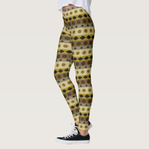 Geometrical Horizontal Stripes and Symbols Leggings
