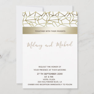 Geometrical luxury gold black/white invitation