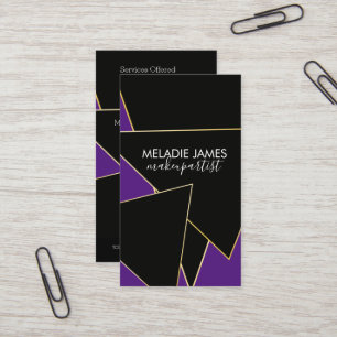 Geometrical Makeup Artist Salon Purple Black Business Card