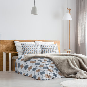 Geometrical Masculine Pattern in Blue and Beige Pillowcase