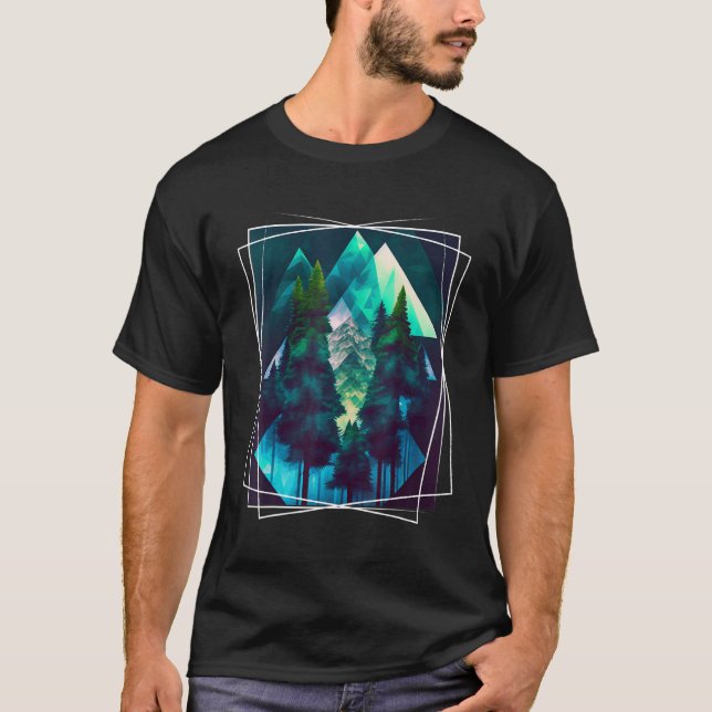 Geometrical Nature Trance Polygon Abstract Mystica T-Shirt (Front)