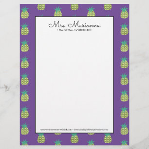 Geometrical Neon Pineapple Summer Pattern Custom Letterhead