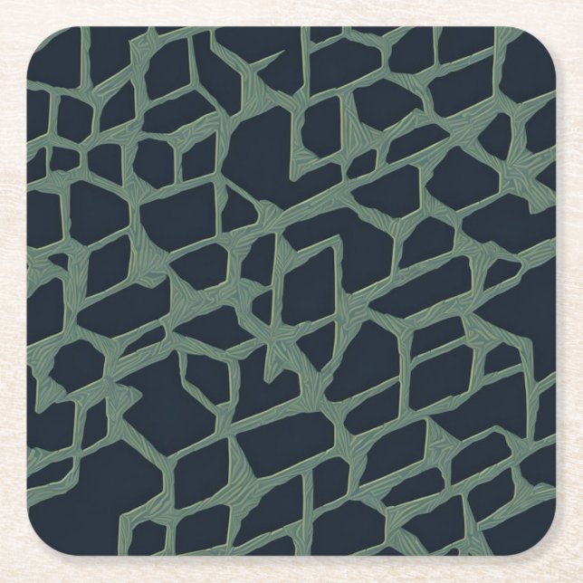 Geometrical pattern square paper coaster (Front)