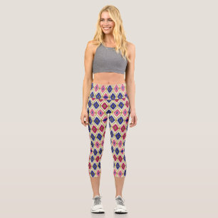 Geometrical Patterns: Traditional Textile Illustra Capri Leggings
