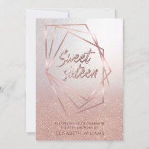 Geometrical Rose gold glittery ombre Invitation