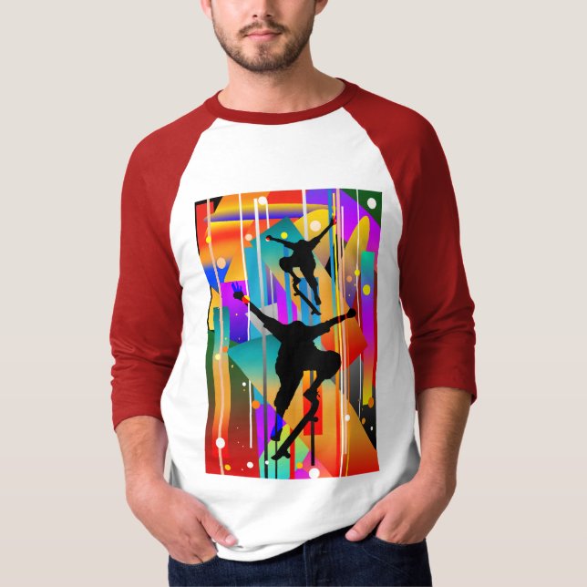 Geometrical Shape Abstract Skateboarding T-Shirt (Front)