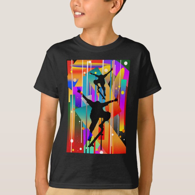 Geometrical Shape Abstract Skateboarding T-Shirt (Front)