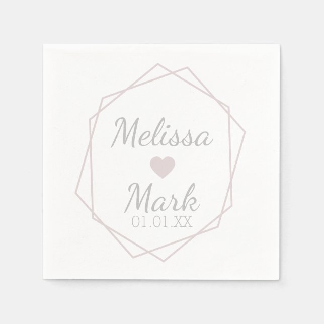 Geometrical Shape and Heart Monogram Napkins (Front)