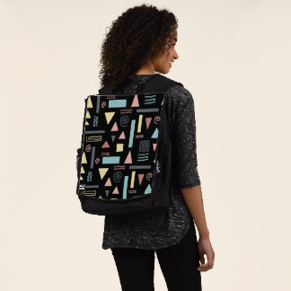 Geometrical shapes black pattern backpack